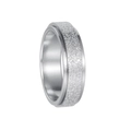 Detail of rotating spinner ring with matte frosted finish and polished silver edges - US 6 / 6mm / Silver