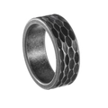 Anello vintage da uomo in acciaio inossidabile con motivo a nido d'ape nero martellato - US 7 / Invecchiato (JWR2046)