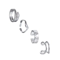 Set di 4 anelli punk argento con serpente testurizzato e fasce larghe minimaliste - Taglia Unica Regolabile / Set argento (SMTZ907)