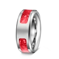 Anello in argento lucido con intarsi in fibra di carbonio rossa a nido d'ape per uomo - US 6 / Stile rosso
