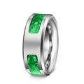 Anello in argento lucido con intarsio in opale verde vibrante per un look da uomo - US 6 / Stile Verde
