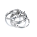 Three-piece stackable silver titanium steel ring set with minimalist chain link design - US 6 / Silver