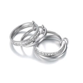 Eleganter vierlagiger Titanstahlring mit funkelnden Kristallen in Silber-Optik für Damen - US 6 / Silber