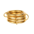 Detailed macro view of 18K gold plated multi-layer stacked rings with a mirror finish - US 6 / Gold
