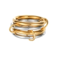 Detailed view of layered titanium steel rings with gold plating and mirror polish finish - US 6 / Two Colors