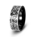 Retro Viking ring van zwart roestvrij staal met gegraveerd oog en klassiek motief - US 7 / Boze oog