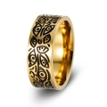 Vintage Viking evil eye ring for men in gold titanium steel with embossed pattern - Size 7 / Gold Evil Eye (JWR1923)