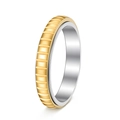 4mm gold and silver two-tone stainless steel spinning anxiety ring with textured finish - US 5 / Gold