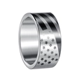 Makroansicht des 10mm Herren-Edelstahlrings mit US-Flaggen-Motiv, Sternen und Streifen - US 7 / Silber