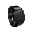 Detail view of black square signet ring with polished finish and brushed inner metal band - US 7 / Black