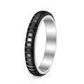 Black and silver 4mm anxiety spinner ring made of 304 stainless steel with gear texture - US 5 / Black