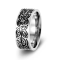 Vintage stainless steel ring with continuous black all-seeing eye pattern in silver finish - Size 7 / Evil Eye (JWR1923) / Silver