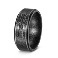 Detalle de anillo de cruz en acero inoxidable vintage con acabado mate texturizado - US 7 / Plata Envejecida