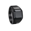 Men's titanium steel ring with large square cut black gemstone on wide matte band - US 7 / Black