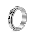 Anello rotante con cuori in acciaio inossidabile argento per alleviare lo stress - US 5 / Cuore Argento