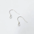 Classic S925 sterling silver ear hooks with spiral coil and loop for DIY jewelry making - White Gold