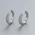 Orecchini a cerchio in argento S925 con doppia fila di perle e zirconi cubici incastonati - Argento 925 / Oro Bianco