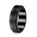 Bague rotative punk de 8mm en acier titane noir avec motif en maille diamantée - Taille 7 / Style Spinner Motif Grille Noire (JWR2070) / Noir