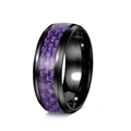 Black titanium steel ring featuring a purple carbon fiber inlay with polished beveled edges - Black Plated + Purple Carbon Fiber