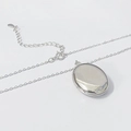 Collar con relicario ovalado minimalista de plata esterlina S925 pulida para fotos - Oro Blanco