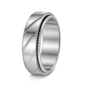 Bague rotative de 8mm en acier titane argenté avec motif résille et design rainuré - Taille 7 / Style Spinner Motif Diagonal Argenté (JWR2072) / Argent