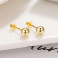 Pendientes de bola minimalistas en plata de ley S925 acabado oro pulido con sello S925 - 5mm / Dorado