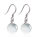 Orecchini pendenti minimalisti in argento S925 con eleganti pietre occhio di gatto bianche - Argento 925 / Pietra Occhio di Gatto da 8mm