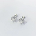 S925 sterling silver clover stud earrings with hollow petal design and clear zircons - 925 Silver / White