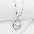 Collana in argento sterling 925 con pendente a cuore e zirconi su una catena fiore di ghiaccio - Argento 925 / Pendente Pietra Bianca