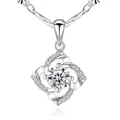 Collana a quadrifoglio in argento S925 con ciondolo in moissanite tonda taglio brillante - Ciondolo Strass Bianco Solo (Senza Catena) / Argento 925