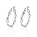 Polished S925 sterling silver twisted wave earrings with reflective mirror finish - 925 Silver / White Gold