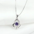 Collana cuore in argento 925 con pietra di zircone viola e accenti di cristalli - Argento 925 / Ciondolo Singolo in Zircone Viola