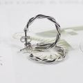 Klassieke S925 sterling zilveren gedraaide touw oorringen met vlindersluiting - Volledig S925 Sterling Zilver / Witgoud