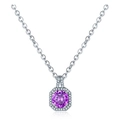 Elegante collana in argento sterling S925 con pendente in zircone viola e pietre bianche - Argento 925 / Zirconia Viola (Solo Pendente)