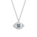 Halskette mit Evil Eye Anhänger aus Silber mit Zirkonia Steinen und blauem Akzent - Vollständiges 925 Sterling Silber / Weißgold