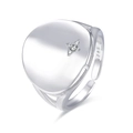 Detail of S925 sterling silver stamp and star-set zircon on the flat round ring - Adjustable Open / White Gold