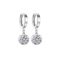 S925 Sterling Silber Creolen mit schimmernden Kristall Pavé Discokugel Anhängern - 925er Silber / 10mm Silberne Kugel