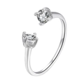 S925 sterling silver open ring featuring dual round brilliant-cut cubic zirconia stones - Adjustable Open / White