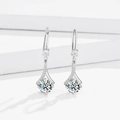 Elegant S925 sterling silver drop earrings with brilliant round cut cubic zirconia stones - 925 Silver / White Gold