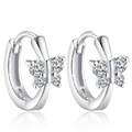 Eleganti orecchini a cerchio a farfalla in argento 925 con brillanti zirconi cubici - Argento 925 / Bianco