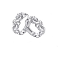 Detalle de pendientes de aro de flores de plata 925 con piedras de circón brillantes - Plata 925 / Platino
