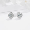 Orecchini a perno halo in argento S925 con zircone lucido e petali di fiori bianchi decorativi - Argento 925 / Platino