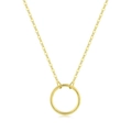Minimalist S925 sterling silver necklace with a polished gold circular hollow pendant - 925 Silver / Gold