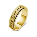 Golden titanium steel spinner ring with Just Breathe engraving and matte finish - US 6 / Gold
