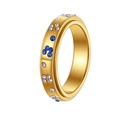 Drehbarer goldener Schmetterlingsring mit bunten Zirkonia und gebürstetem Metall - US 6 / Gold
