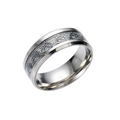 Anello in acciaio inossidabile lucido con intarsio a motivo delfino grigio scuro satinato - US 7 / Base Argento Piastra Argento