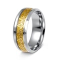 Silver stainless steel Freemason ring with gold inlay and G symbol pattern - US 7 / Gold with Gold Gear