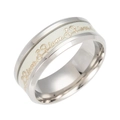 Leuchtender Edelstahlring mit Love-Schriftzug und Inlay für Paare und Partys geeignet - US 7 / Gold