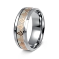 Bague maçonnique homme en acier titane avec bande lumineuse et finition argent brossé - US 6 / Doré