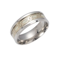 Detailsicht eines silbernen Edelstahlrings mit Leuchtfunktion und Keltenknoten - Silber Keltisches Kreuz Leuchtstil